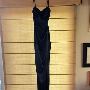 Elegant navy blue prom gown